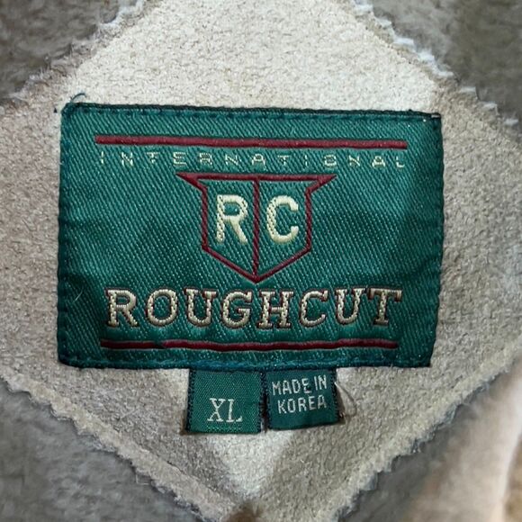 Vintage 90s Roughcut Suede Leather Jacket Outdoor Bomber Lined Coat - Men's XL - Picture 4 of 8